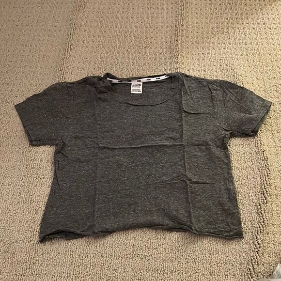 PINK Victoria's Secret Tops - Pink Cropped Grey Tee  